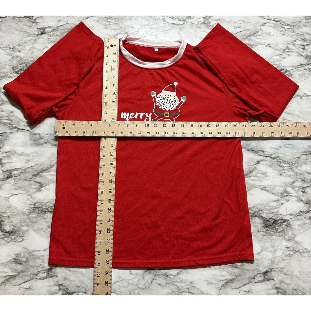 Pajamas Mens Set 3PC Santa Claus/Trees & Merry Christmas Print Sz L Multicolor - Picture 8 of 16